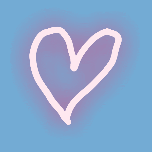 Animated heart outline with sparkles.
